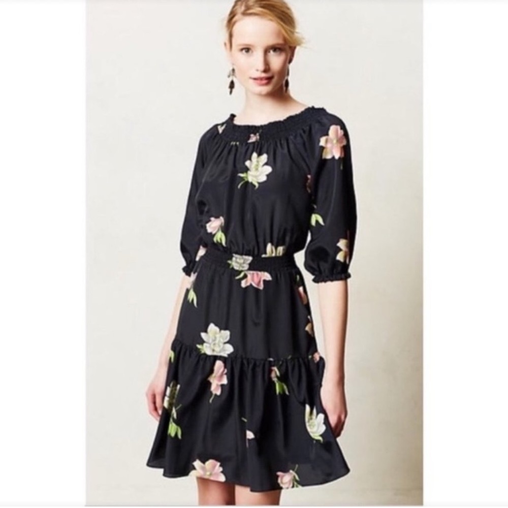 Anthropologie Lil Lolanthe Off the Shoulder Floral Dress Size Small